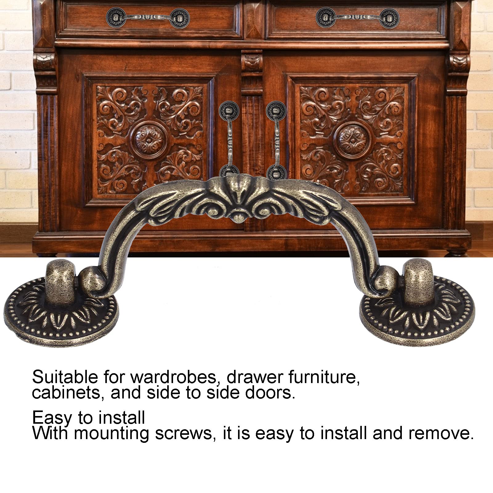 Amazon | 4セットのアンティークの引き出しの取っ手、プレート付きノブ